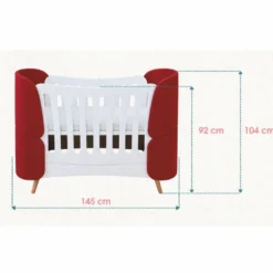 Casa Padrino Luxus Babybett Weiß / Rot / Naturfarben 145 cm - Baby Möbel