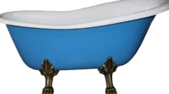 Casa Padrino Luxus Badewanne Jugendstil Roma Hellblau/Weiß/Altgold 1470mm - Freistehende Wanne