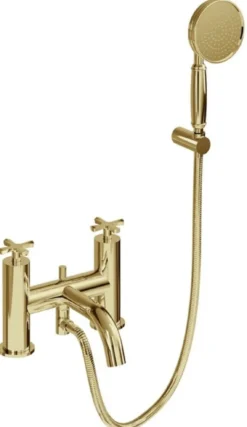 Casa Padrino Luxus Badewannenarmatur Gold - Messing Badewannen Armatur mit Handbrause - Luxus Badezimmer Zubehör