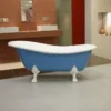 Casa Padrino Luxus Badewanne Jugendstil Roma Hellblau/Weiß 147cm - Freistehende Wanne mit Barock-Füßen