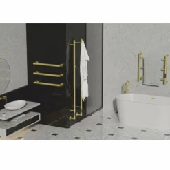 Casa Padrino Luxus Badezimmer Handtuchwärmer Messing H. 170 cm - Vertikaler elektrischer Badheizkörper