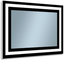 Casa Padrino Luxus Badezimmer Spiegel Schwarz 80 x 2,8 x H. 60 cm - Rechteckiger Wandspiegel mit LED Beleuchtung - Badezimmer Möbel - Badezimmer Accessoires - Luxus Möbel