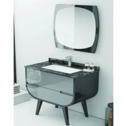Casa Padrino Luxus Badezimmer Set Schwarz / Hellgrau 80 cm - Hotel & Badezimmer Inerior