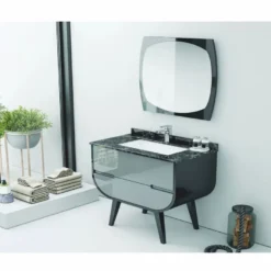 Casa Padrino Luxus Badezimmer Set Schwarz / Hellgrau 80 cm - Hotel & Badezimmer Inerior
