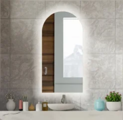 Casa Padrino Luxus Badezimmer Spiegel 60 x 3 x H. 120 cm - Wandspiegel mit LED Hintergrundbeleuchtung - Badezimmer Möbel - Badezimmer Accessoires - Luxus Möbel