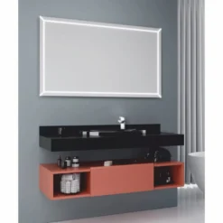 Casa Padrino Luxus Badezimmer Set Matt Schwarz / Matt Rosa 120 cm - Badezimmer Möbel