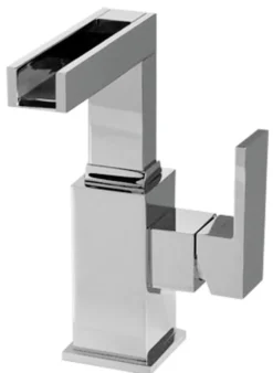 Casa Padrino Luxus Badezimmer Waschtischarmatur Silber H. 18,8 cm - Einhand-Waschtischbatterie mit Wasserfall-Auslauf