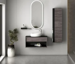 Casa Padrino Luxus Badezimmer Spiegel 45 x 2,5 x H. 105 cm - Ovaler Wandspiegel mit LED Beleuchtung - Badezimmer Möbel - Badezimmer Accessoires - Luxus Möbel
