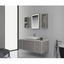 Casa Padrino Luxus Badezimmer Set Grau / Silber 142 cm - Badezimmer Möbel