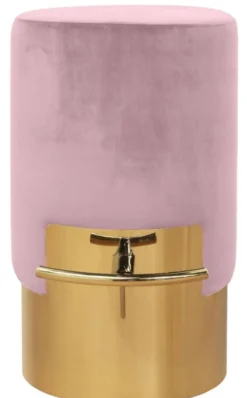 Casa Padrino Luxus Barhocker Rosa / Gold Ø 46 x H. 76 cm - Barmöbel
