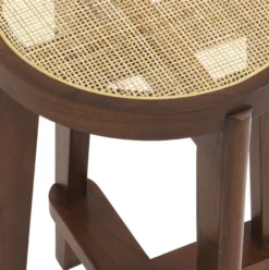 Casa Padrino Luxus Barhocker Braun / Naturfarben Ø 44 x H. 67 cm - Runder Massivholz Barstuhl - Bar Möbel