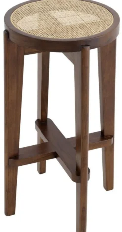 Casa Padrino Luxus Barhocker Braun / Naturfarben Ø 44 x H. 76,5 cm - Runder Massivholz Barstuhl - Bar Möbel