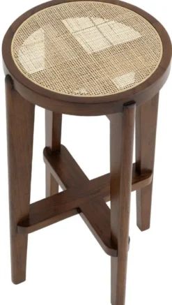 Casa Padrino Luxus Barhocker Braun / Naturfarben Ø 44 x H. 76,5 cm - Runder Massivholz Barstuhl - Bar Möbel