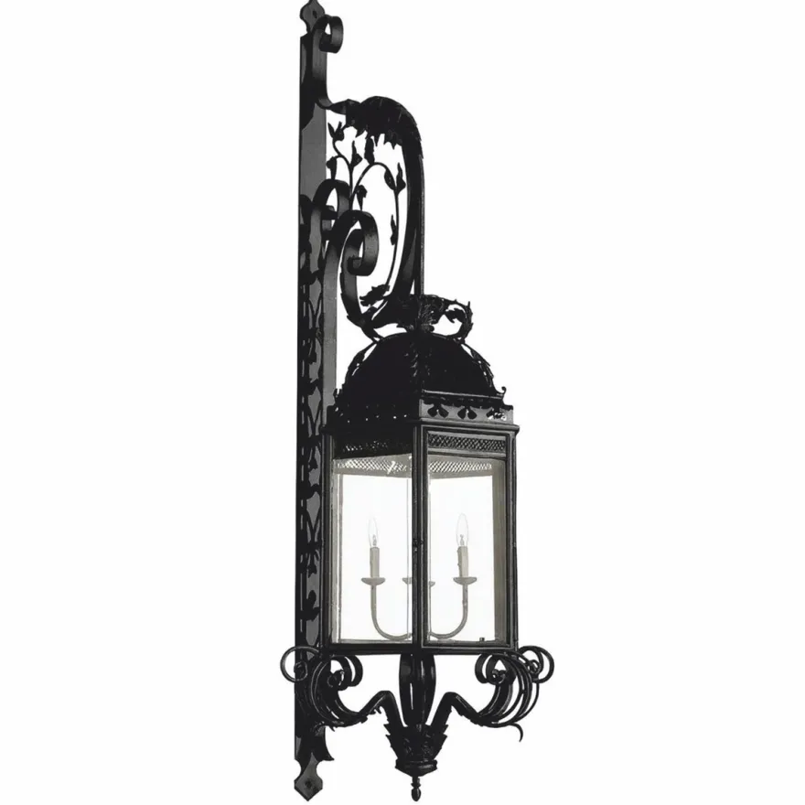 Casa Padrino Luxus Barock Außenwandleuchte Schwarz H. 150 cm - Barock Außenbeleuchtung