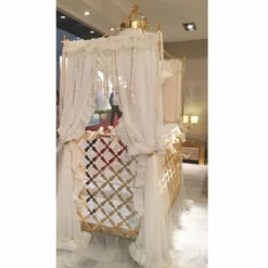 Casa Padrino Luxus Barock Babybett mit Krone Gold 150 x 80 x H. 245 cm - Made in Italy