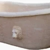 Casa Padrino Luxus Barock Badewanne Löwenkopf Beige 180 cm - Freistehende Marmor Badewanne - Barock Bad Accessoires - Edel & Prunkvoll