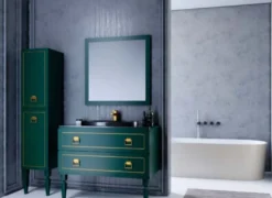 Casa Padrino Luxus Barock Badezimmer Set Grün / Schwarz / Gold - 1 Barock Waschtisch mit ovalem Keramik Waschbecken & 1 Barock LED Wandspiegel & 1 Barock Regalschrank - Barock Badezimmer Möbel