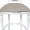 Casa Padrino Luxus Barock Bar Stuhl Echtleder Bar Stuhl Creme / Weiß - Leder Barstuhl