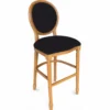 Casa Padrino Luxus Barock Barstuhl Schwarz / Naturfarben H. 127 cm - Barock Bar Möbel