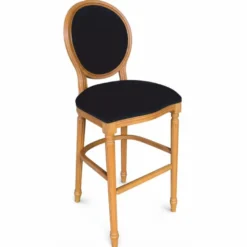 Casa Padrino Luxus Barock Barstuhl Schwarz / Naturfarben H. 127 cm - Barock Bar Möbel