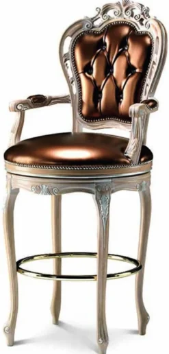 Casa Padrino Luxus Barock Barstuhl mit Armlehnen Kupfer - Made in Italy