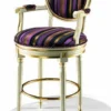Casa Padrino Luxus Barock Barstuhl mit Armlehnen Mehrfarbig / Elfenbein / Gold - Made in Italy
