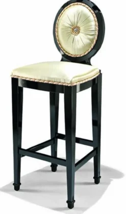 Casa Padrino Luxus Barock Barstuhl Gold / Schwarz H. 121 cm - Made in Italy
