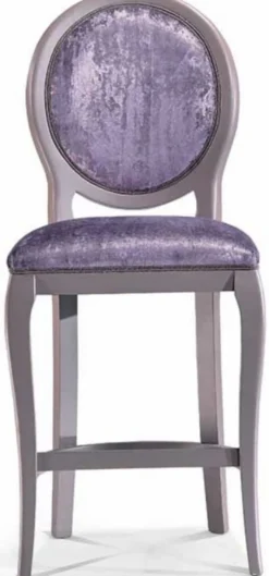 Casa Padrino Luxus Barock Barstuhl Lila / Grau H. 113 cm - Made in Italy