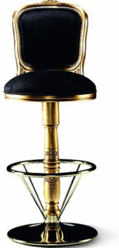 Casa Padrino Luxus Barock Barstuhl Schwarz / Gold / Messing - Made in Italy