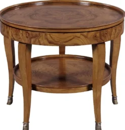Casa Padrino Luxus Barock Beistelltisch Braun Ø 61 x H. 51 cm - Runder Massivholz Tisch - Wohnzimmer Möbel im Barockstil