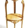 Casa Padrino Luxus Barock Beistelltisch Gold / Beigefarben Ø 35 x H. 72 cm - Runder Messing Tisch mit Marmorplatten - Barock Wohnzimmer Möbel - Luxus Qualität