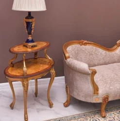 Casa Padrino Luxus Barock Beistelltisch Braun / Naturfarben / Gold - Barock Möbel - Made in Italy