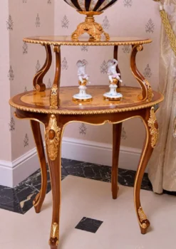 Casa Padrino Luxus Barock Beistelltisch Braun / Naturfarben / Gold - Barock Möbel - Made in Italy