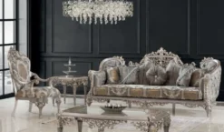 Casa Padrino Luxus Barock Beistelltisch Silber / Gold 65 x 65 x H. 65 cm - Handgefertigter Massivholz Tisch im Barockstil - Barock Möbel