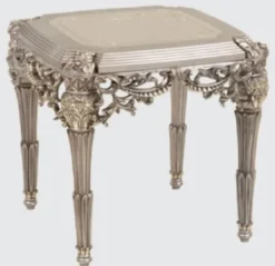 Casa Padrino Luxus Barock Beistelltisch Silber / Gold 65 x 65 x H. 65 cm - Handgefertigter Massivholz Tisch im Barockstil - Barock Möbel