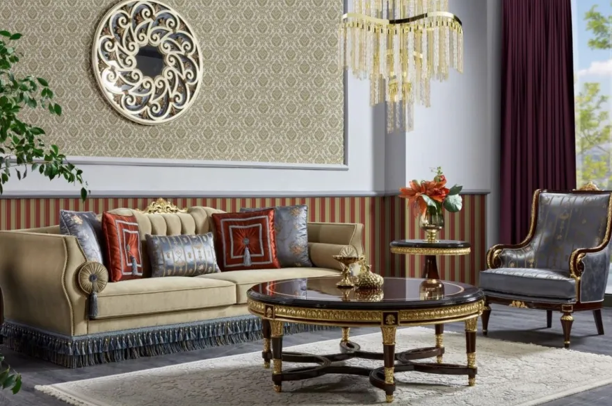 Casa Padrino Luxus Barock Beistelltisch Dunkelbraun / Gold - Runder Massivholz Tisch im Barockstil - Luxus Wohnzimmer Möbel im Barockstil - Barock Möbel - Edel & Prunkvoll