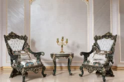 Casa Padrino Luxus Barock Beistelltisch Beige / Weiß / Grün / Gold - Prunkvoller Massivholz Tisch im Barockstil - Barock Wohnzimmer Möbel - Edel & Prunkvoll