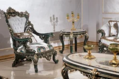 Casa Padrino Luxus Barock Beistelltisch Beige / Weiß / Grün / Gold - Prunkvoller Massivholz Tisch im Barockstil - Barock Wohnzimmer Möbel - Edel & Prunkvoll