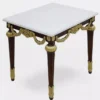 Casa Padrino Luxus Barock Beistelltisch mit Marmorplatte Weiß / Dunkelbraun / Gold - Rechteckger Massivholz Tisch im Barockstil - Barock Möbel - Edel & Prunkvoll