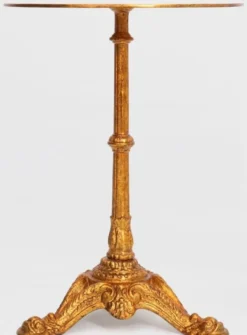 Casa Padrino Luxus Barock Beistelltisch Antik Gold Ø 50 x H. 66 cm - Runder Massivholz Tisch - Barock Möbel