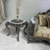 Casa Padrino Luxus Barock Beistelltisch Schwarz / Weiß / Silber - Handgefertigter Massivholz Tisch im Barockstil - Luxus Wohnzimmer Möbel im Barockstil - Barock Möbel - Edel & Prunkvoll