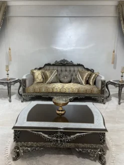 Casa Padrino Luxus Barock Beistelltisch Schwarz / Weiß / Silber - Handgefertigter Massivholz Tisch im Barockstil - Luxus Wohnzimmer Möbel im Barockstil - Barock Möbel - Edel & Prunkvoll