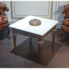 Casa Padrino Luxus Barock Beistelltisch mit Marmorplatte Braun / Gold / Weiß - Made in Italy