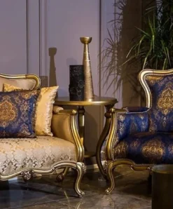 Casa Padrino Luxus Barock Beistelltisch Gold - Runder Massivholz Tisch im Barockstil - Barock Wohnzimmer Möbel - Edel & Prunkvoll