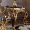 Casa Padrino Luxus Barock Beistelltisch Weiß / Braun / Gold - Prunkvoller Massivholz Tisch im Barockstil - Barock Wohnzimmer Möbel - Edel & Prunkvoll