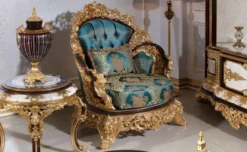 Casa Padrino Luxus Barock Beistelltisch Weiß / Braun / Gold - Prunkvoller Massivholz Tisch im Barockstil - Barock Wohnzimmer Möbel - Edel & Prunkvoll