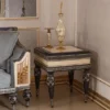 Casa Padrino Luxus Barock Beistelltisch Beige / Schwarz / Gold - Prunkvoller Massivholz Tisch im Barockstil - Barock Wohnzimmer Möbel - Edel & Prunkvoll