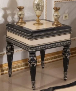 Casa Padrino Luxus Barock Beistelltisch Beige / Schwarz / Gold - Prunkvoller Massivholz Tisch im Barockstil - Barock Wohnzimmer Möbel - Edel & Prunkvoll