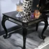 Casa Padrino Luxus Barock Beistelltisch Schwarz / Braun 65 x 65 x H. 57 cm - Edler Massivholz Tisch mit Glasplatte und Spiegelglas - Luxus Qualität
