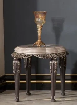 Casa Padrino Luxus Barock Beistelltisch Grau / Braun / Gold H. 60 cm - Barock Möbel